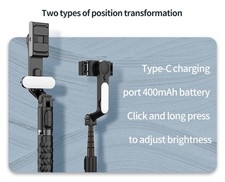 TOALLIN Mobile Phone Gimbal Stabilizer, Foldable Selfie Stick Tripod with Light — image 18