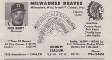 1957 Milwaukee Braves County Atlanta Team Sch...