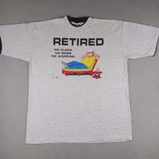 Signal Sport Retired Graphic T-Shirt Mens XL Gray Ringer Made in USA 90s Vintage