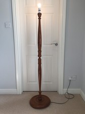 Vintage / Retro Wooden Floor Lamp with Carved Oriental Scene / Palm Trees, Hut