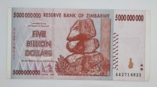 2008 Reserve Bank of Zimbabwe - 5 Billion Zimbabwe Dollars Banknote AA 2714821