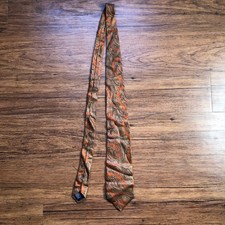 Brooks Brothers 59" Paisley Silk Neck Tie Orange Made In USA