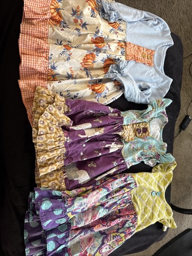 Lot Of 8 Girls Dresses Size 4/5 Eleanor Rose, Artisan, Heartworks, Ricrac Ruffle - Picture 5 of 11