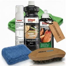 SONAX 1000ml Profiline Leather Cleaner + SONAX 250ml LederPflegeLotion + Zubehör