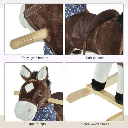 Indoor Children Rocker Animal Horse Kids Chair Toy for Children 3-6 Years, Brown - Picture 7 of 11