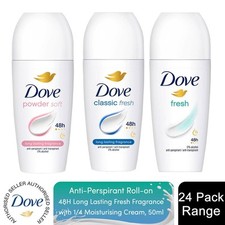 Dove AntiPerspirant Roll On up to 48H of Sweat & Odour Protection 50ml, 24 Pack