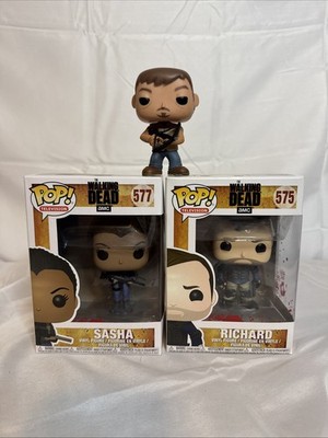 Funko Pops! The Walking Dead Lot Of 3: Richard, Sasha, And Daryl Dixon
