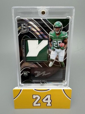 Breece Hall 2022 Spectra Neon Black Light Rookie Patch Auto 9/10 Card #213