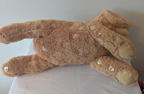 Toms Toy Dog Plush Laying Puppy Hearts Valentines Brown Stuffed Animal Toy - Picture 5 of 7