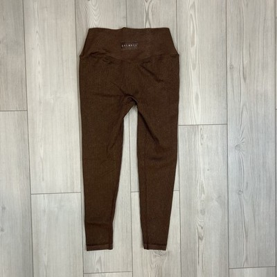 Balance Athletica Leggings Womens Large Brown Ribbed Workout Logo Gym