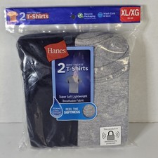 Hanes Boys T-Shirts 2 pack Size XL 18-20 Tagless Gray Blue Wicking