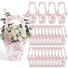 24 Pack Flower Gift Bags for Bouquet, Craft Paper Flower Bouquet Holders with...