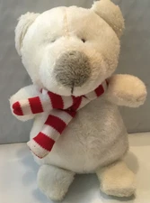 5” Plush Polar Bear Toy Stuffed Animal W/Striped Scarf