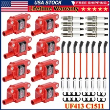 Super Performance UF413 Ignition Coil+Spark Plug+Wire For Chevy GMC 5.3L 6.2L V8