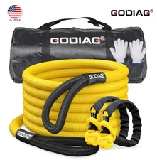 GODIAG 20ft Kinetic Recovery Tow Rope Heavy Duty Energy Rope with Shackles