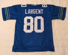 Steve Largent Signed Auto Inscribed HOF 95 Seattle Seahawks Blue Jersey BAS COA