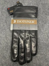NWT Men’s Isotoner Black M Soft Leather Gloves Thinsulate Ultra Medium JK106