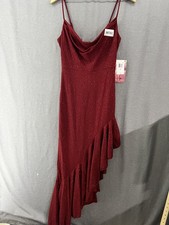 782 Women’s Emerald Sundae Sz M Red Wine Formal Sparkle Ruffle Dress