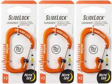 Nite Ize SlideLock Aluminum Carabiner 3 - Orange 3-Pack 