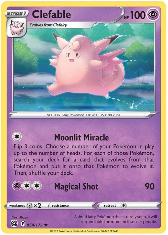 Clefable - 054/172 - Rare (Lp) Brilliant Stars - Psychic Pokémon