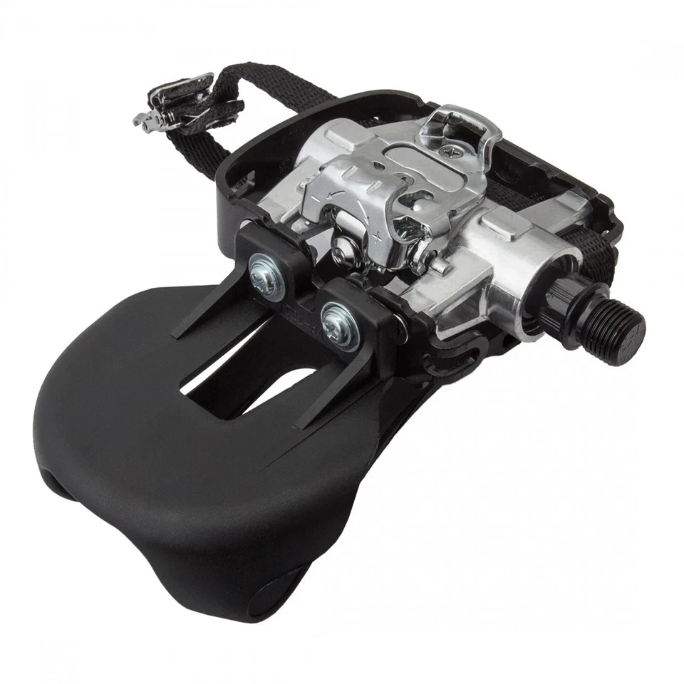 Sunlite Alloy SPD Training Bike Pedals with Toe Clips/Straps Chromoly Spindle S1 - Image 2 of 3