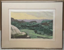 Original GORDON MORTENSEN 'Badlands Afternoon' South Dakota Landscape WOODCUT