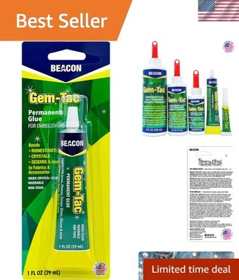 Gem-Tac  Quality Adhesive for Securely Bonding Rhinestones and Gems - Water-B...