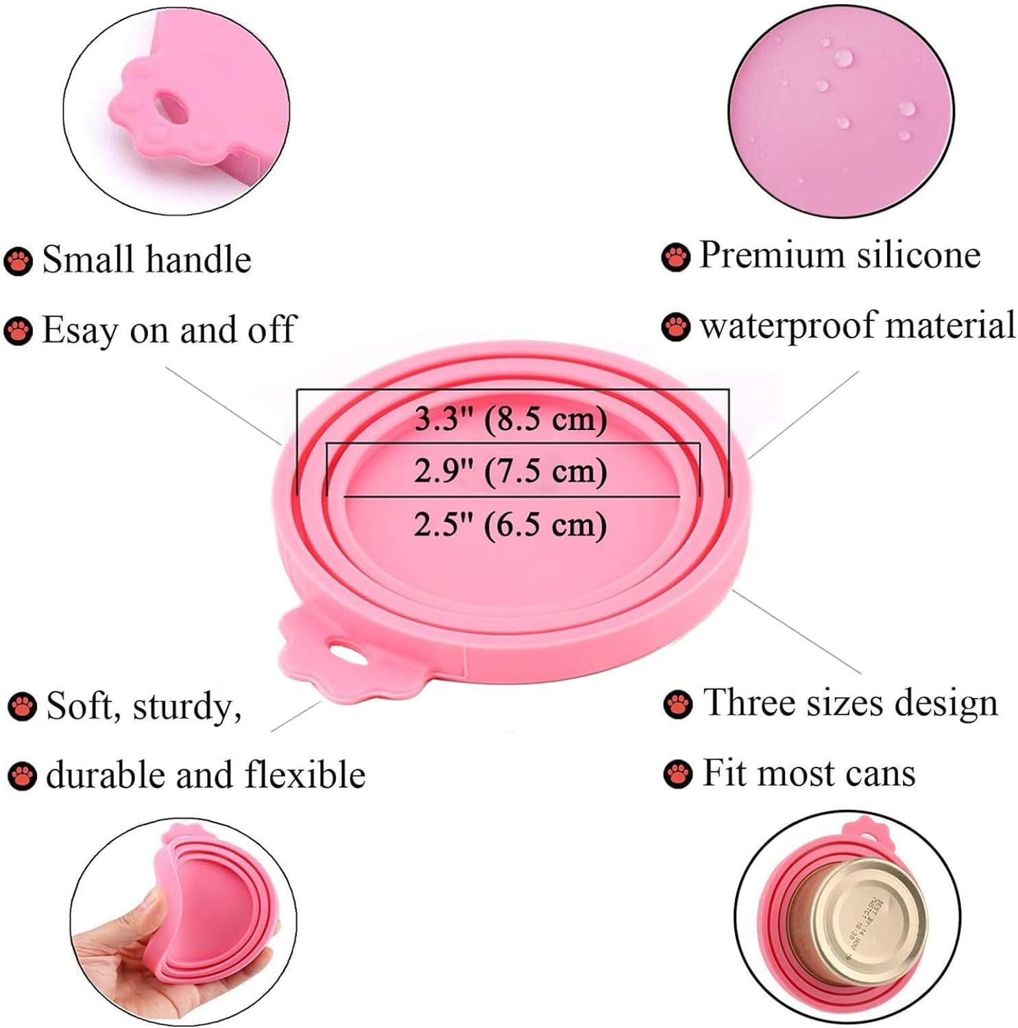 Silicone Food Can Lids, 4 Pcs Covers for Standard Size Pet Food Cans (Multicolor