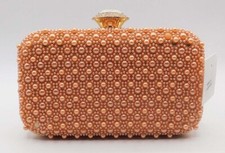 Vintage Pearl Evening Handbag Rhinestone Clutch Party Wedding Purse/ Champagne