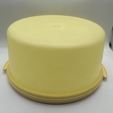 TUPPERWARE Giant 42c Canister Double Pie Taker Cake Keeper Carrier Yellow