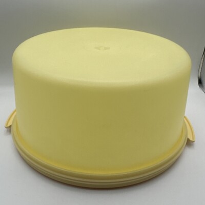 TUPPERWARE Giant 42c Canister  Double Pie Taker Cake Keeper Carrier Yellow