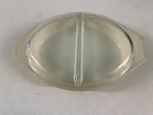 Cazuela dividida vintage Pyrex hoja de oro bellota 1-1/2 cuarto con tapa transparente - Imagen 2 de 9