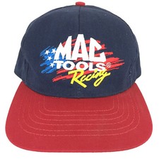 Vtg Mac Tools Racing Hat USA Flag Logo Swingster Snap Back Baseball Trucker Cap