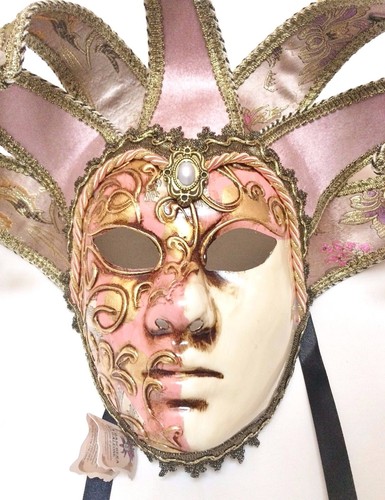 PINK JOLLY BEETHOVEN CARNIVAL VENETIAN MASQUERADE MASK - Picture 3 of 3