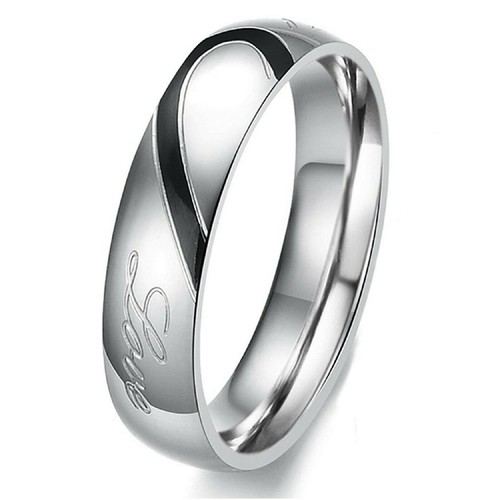Couple's Matching Heart Ring, REAL Love His or Hers Wedding Band Promise Ring - Picture 10 of 10