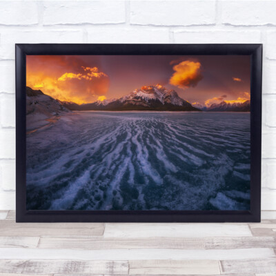Kanada See Winter Gefrorene Berge Eis Wandkunstdruck