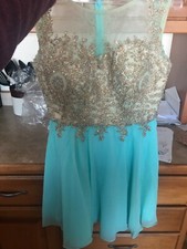 homecoming formal prom dress medium turquoise and silver 
