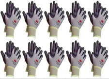 3M Micro Foam Nitrile Grip Coated Nylon Shell Protective Work Gloves 10Pack Grey