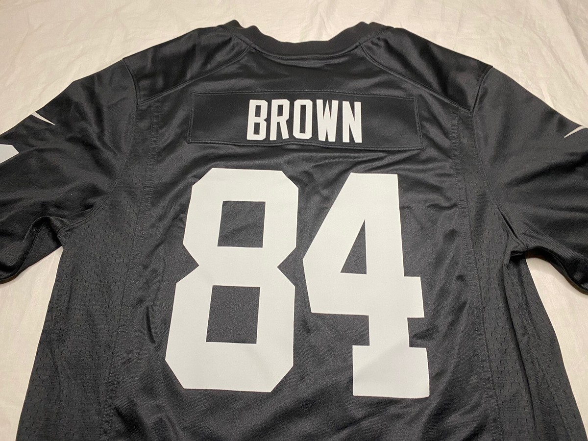 New NFL Nike Black Jersey On Field 84 Antonio Brown Raiders