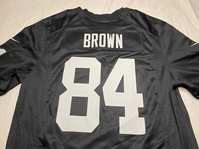 New NFL Nike Black Jersey On Field 84 Antonio Brown Raiders
