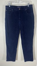 Vintage Bill Blass Stretch Womens High Rise Corduroy Pants 14P Mom Midnight blue