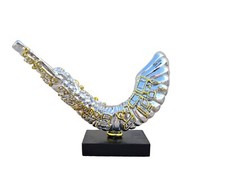 Jewish Shofar Rams Horn Figurine Decoration jerusalem View Silver Plated 925