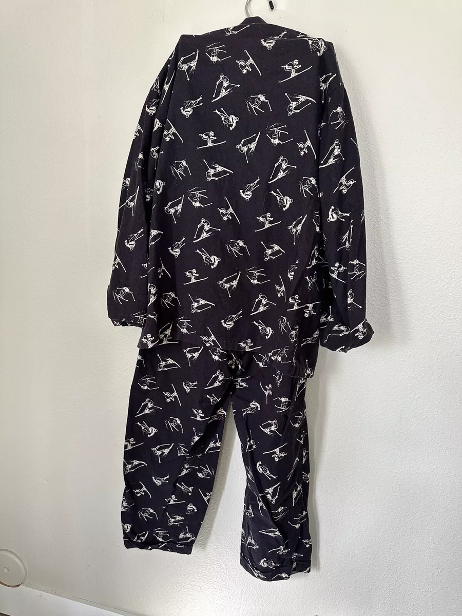 Gap Mens Pajamas Blue Skiing Print Winter Snow RARE SMALL VGUC