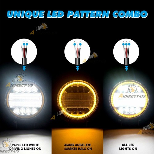 4 PIEZAS 5 pulgadas 200W redondas LED luces de trabajo punto inundación conducción antiniebla ámbar lámpara todoterreno - Imagen 13 de 14