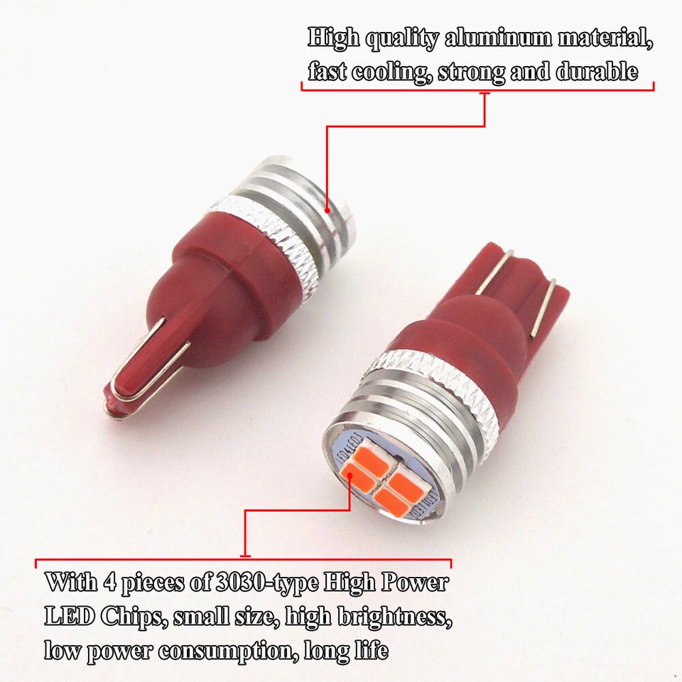 Rojo Brillante Moto 168 W5W LED Posición Aparcamiento Ciudad Luces Bombillas 2825 194 Foto 4 de 4