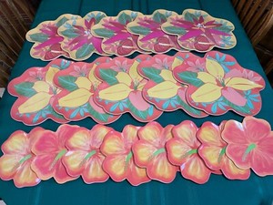 Hawaii Party Plates in Fun Floral Hibiscus Designs 10 Large and 8 Small