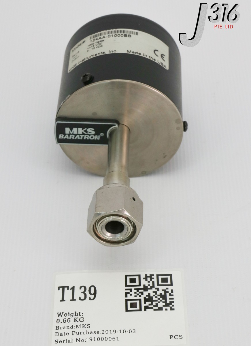 ま T139 MKS BARATRON PRESSURE TRANSDUCER,1000 TORR. +/- 15VDC 124AA