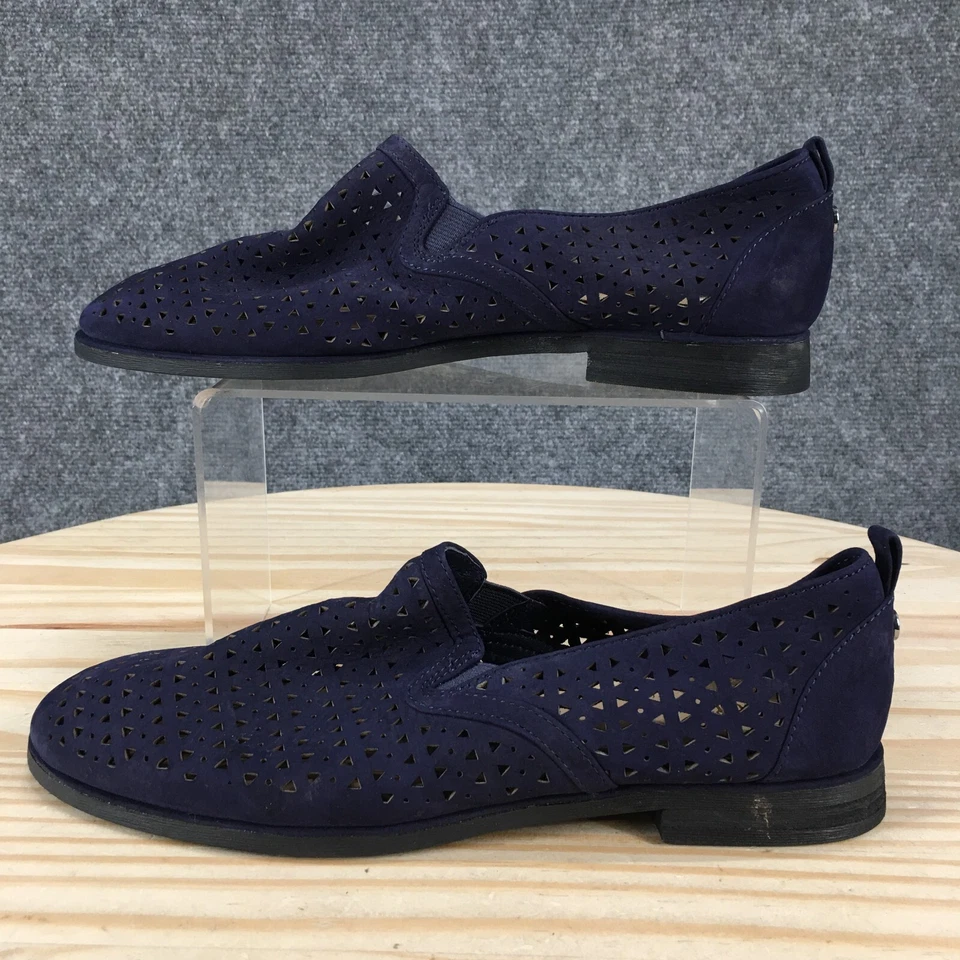 Zapatos Nurture para mujer 7,5 M perforados sin cordones planos cómodos cuero azul sin cordones Foto 2 de 4