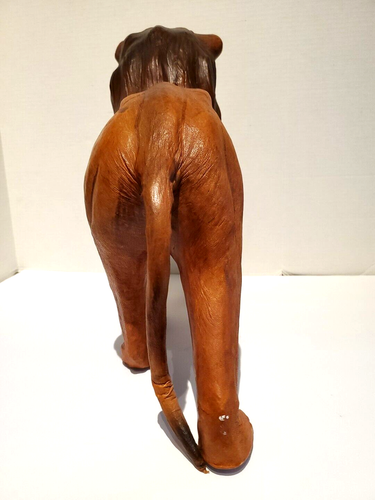 Vintage Wrapped Leather Lion Statue 19 In Long - Picture 5 of 22