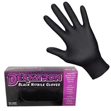 Disposable Gloves 6 Mil Black Nitrile Powder Free (100 Gloves) Dextatron
